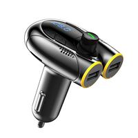 Transmisor FM MP3 BT para Auto, Multifuncional y Portátil, Cargador USB Tipo-C Dual, Kit Manos Libres, Pantalla Digital de Voltaje, 12V 24V 10m