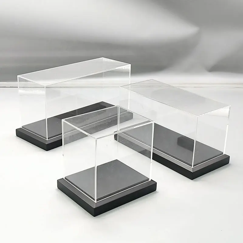 Vetrina in acrilico trasparente con coperchio scatola in acrilico con espositore in velluto nero per Action figure da collezione
