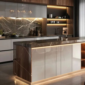 Cbmart מודרני lquer mdf זכוכית גבוהה מטבח ארון בגדים דלת נסתרת ציר מוסתר מטבח חכם מחסן ארון בגדים עם כיור מובנה כיור - Product Image 4