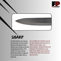 Couteau utilitaire en céramique, lame noire, manche en plastique, finition effet bambou, 10,5 cm, ambidextre, revêtement antiadhésif, passe au lave-vaisselle