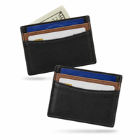 Porte-cartes minimaliste anti-RFID et coffret cadeau, portefeuille pour cartes de crédit pour homme, compact et fin, portefeuille ouvert fin