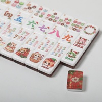 MOQ 1 Jeu de tuiles de Mahjong de Noël et d'Halloween, Tuiles de Mahjong Américaines Rouges, Jeu de Table pour 4 Joueurs