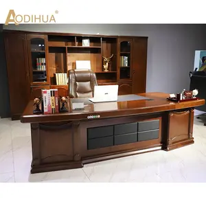 古典豪华木制行政电脑办公桌设计