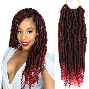 Extensions de <span class=keywords><strong>cheveux</strong></span> synthétiques pré-torsadées <span class=keywords><strong>pour</strong></span> tresses au crochet, Bomb Twists pré-bouclées <span class=keywords><strong>pour</strong></span> Spring Passion Twist - Product Image 1