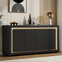 Buffet de cuisine moderne avec éclairage LED, station de charge et rangement, meuble de rangement pour bar à café et cuisine