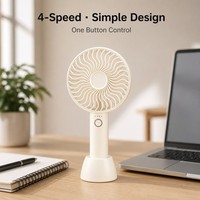 Mini ventilateur portable à main, 4 vitesses, puissant et silencieux, rechargeable par USB, pour voiture, maison et extérieur, emballage en boîte