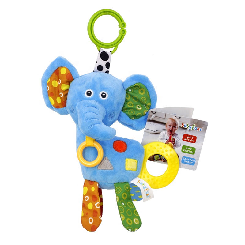 Детские плюшевые погремушки в виде слона с прорезывателем, подвесные игрушки для коляски