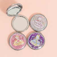 Miroir cosmétique double face portable pliable en acrylique de haute qualité, exquis, rond, avec sable liquide, pour voyage