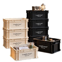 Caisse empilable en plastique de style industriel OEM avec couvercle en acrylique personnalisé, boîte de rangement pour le camping, coffret cadeau pour cadeaux d'entreprise de marque
