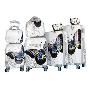 Valigia da viaggio regolabile stampata personalizzata valigia a farfalla stampata con guscio rigido colorato valigia fantasia carina