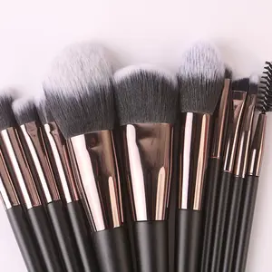 Factory customized makeup brush suit black wooden handle eye shadow powder foundation brush set beauty tools