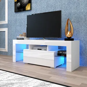 Meuble de salon, meuble TV LED, armoire, cheminée, meuble TV moderne, haute brillance