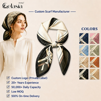 Foulard Hijab Carré en Soie Pure Gelasia pour Femme, Imprimé à Pois, Anti-Bactérien, Respirant et Polyvalent pour Usage Quotidien en Extérieur