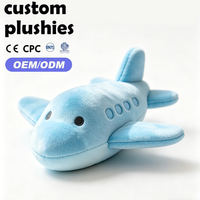 Jouet d'avion en peluche bleu doux et confortable, personnalisable avec logo pour mascotte d'entreprise - Vente chaude