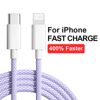 Cable de Carga Rápida USB-C PD de 20W con Certificación MFI y Revestimiento de TPE Trenzado de 1m 2m para iPhone 11-16 Pro Max y Computadora