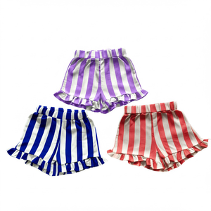 Pantaloncini estivi alla moda attillati per bambini <span class=keywords><strong>pantaloni</strong></span> morbidi in cotone e <span class=keywords><strong>lino</strong></span> a righe di loto freschi e traspiranti - Product Image 2