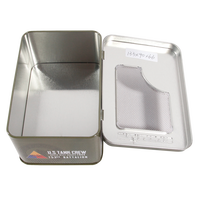 Boîte en étain rectangulaire personnalisée OEM avec fenêtre transparente, emballage métallique de qualité alimentaire pour cartes à collectionner et cadeaux