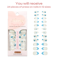 Faux ongles à presser faits main en ABS, forme amande, longueur moyenne, design 3D de luxe avec strass, style Ins, pour soirées et événements.