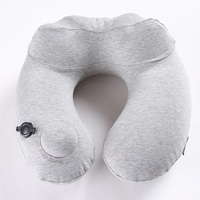 Oreiller de voyage gonflable Portable de haute qualité nouveauté pompe à poussoir soutien du cou à capuche pour dormir en déplacement en polyester