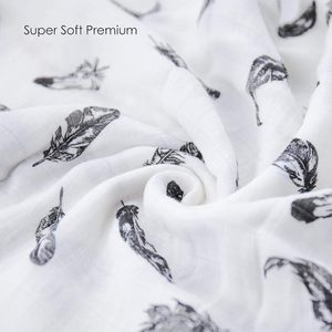110*120 cm Stock Ready 138 G/pc gasa 70% bambú 30% algodón muselina 2 capas bebé suave impreso manta Swaddle Wrap recepción - Product Image 4