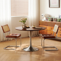 Runder Esstisch im chinesischen Stil aus massivem Holz mit Steinplatte, für Zuhause, Wohnzimmer, kleine Wohnung, Retro-Luxus-Tulpen-Tisch
