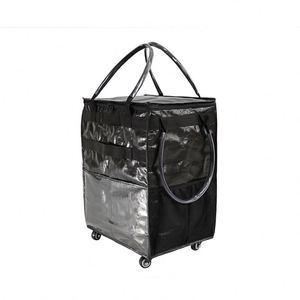 Chariot de courses pliable de petite taille à quatre roues, chariot de courses portable de grande capacité pour supermarché - Product Image 1