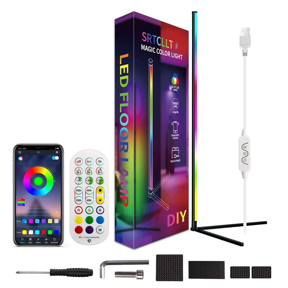 2022 Smart LED Corner Floor Lamp Modern Stand Floor Light LED RGB Floor Lamps