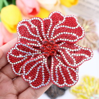 Aplikasi Bunga 3D Super Sparkle Rhinestone dari Kain Non-Woven untuk Hiasan Kepala, Tas, Bros, Sepatu & Pakaian
