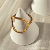 Bague romantique en acier inoxydable, design scandinave simple, cercle géométrique découpé, bijoux mixtes en acier inoxydable pour hommes et femmes