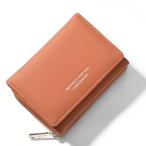 Wholesale Simple Women's Short Wallets Female Purses Card Holder Wallets Leather Coin Money Clip Bag 3 Folded Wallet carteras para mujer
