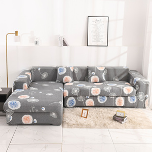 Funda de sofá floral elástica antideslizante universal para sala de estar, poliéster <span class=keywords><strong>gris</strong></span>, en forma de l - Product Image 1