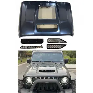 TKZCRST Car Steel Newest 392 Style Transparent Glass Metal Hood For Jeep Wrangler JL JT Gladiator