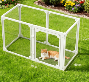 Clôture de sécurité transparente panoramique pour animaux de compagnie de petite taille, 120 cm, en plastique, motif de tente, bouton pour une utilisation en intérieur - Product Image 1