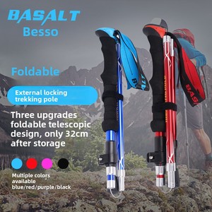 Bastoncini da <span class=keywords><strong>Trekking</strong></span> a scomparsa in alluminio leggero con impugnatura in sughero con bastone da passeggio pieghevole - Product Image 2