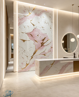 Panneau PVC ignifuge de qualité commerciale, écologique, résistant aux UV, imitation marbre, installation rapide, pour usage intérieur, décoration de hall, projet hôtelier