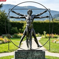 YOUFINE Statua del Uomo Vitruviano in Bronzo, Omaggio a Leonardo Da Vinci, Scultura per Musei Scientifici e Campus Universitari