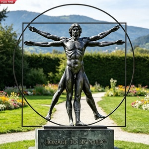 YOUFINE Statue du <span class=keywords><strong>Homme</strong></span> Vitruvien en Bronze, Hommage à <span class=keywords><strong>L</strong></span>éonard <span class=keywords><strong>de</strong></span> <span class=keywords><strong>Vinci</strong></span>, Sculpture pour Musée des Sciences et Campus Universitaire - Product Image 2