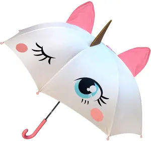 Unicorn Umbrella For Girls Magical POP-OUT Golden Horn Pink Ears Easy To Open Close Great Gift For Kids Of All Ages