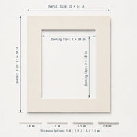 Passe-partout personnalisé sans acide pour cadre photo, épaisseur 1,0 mm, 1,5 mm, 2,0 mm, blanc, pour affichage photo