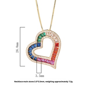 Fashion Eco-friendly <b>Copper</b> Gold Plated Heart Shape Colorful Cubic Zirconia Jewelry Mix Cz Necklace Bezel for Anniversary Gift - Product Image 6