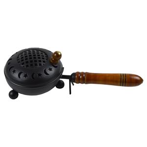 Brûleur d'encens noir au charbon de bois avec poignée en bois de qualité Standard en laiton métal complet nouveaux produits d'intérieur - Product Image 3