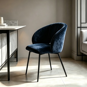 Modern <b>Velvet</b> Upholstered <b>Dining</b> <b>Chair</b> With Metal Legs Contemporary Design <b>Navy</b> Blue Home Furniture - Product Image 2