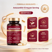Gélules d'astaxanthine à formule personnalisée pour le soutien du cerveau et du cœur, complément caroténoïde de qualité supérieure, fabrication GMP