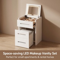 Coiffeuse moderne avec tiroirs, table de maquillage réglable, miroir LED, en MDF écologique, meuble de rangement pour hôtel et salon