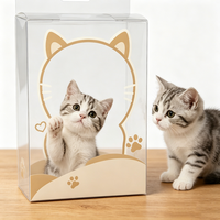 Boîte en plastique transparente personnalisée avec languette de suspension, imprimé dessin animé, pour accessoires de toilettage pour chatons