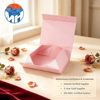Boîte cadeau rectangulaire pliable de luxe avec ruban rose, fermeture magnétique, pour la fête des mères, mariage, boîtes en carton premium