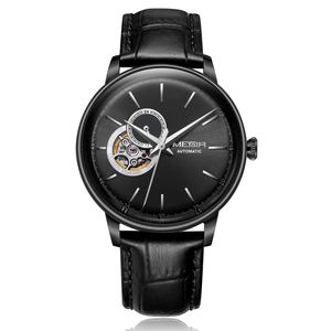 Megir <strong>Clock</strong> 62057 Black Genuine Leather Watch <strong>Skeleton</strong> Tourbillon Wristwatches Automatic <strong>Mechanical</strong> <strong>Clock</strong> Watches for Men - Product Image 1