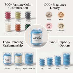 Luxury Double Wall Glass Jar Scented Soy Wax <b>Candle</b> Wavy Design For Manifestation Home Decor Wholesale Private Label <b>Set</b> - Product Image 2