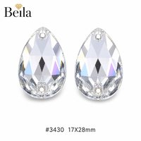 Strass en cristal de qualité supérieure en forme de poire, à dos plat, à coudre à la main, pour robe de mariée et robe de soirée