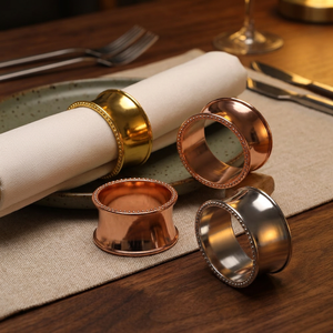 Wholesale Luxury Gold Bead Napkin <b>Rings</b> Iron Metal Table Decoration Elegant Party Wedding Dining Accessories - Product Image 1
